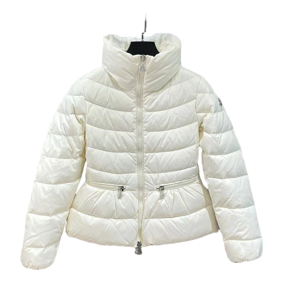 Moncler Drawstring-Waist Stand-Collar Down Jacket - Ivory
