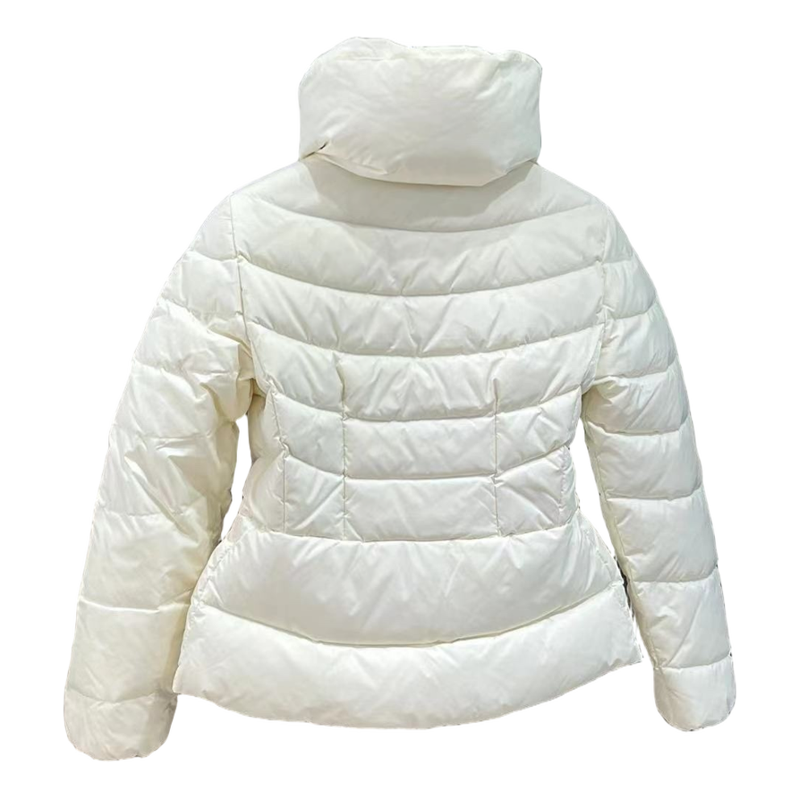 Moncler Drawstring-Waist Stand-Collar Down Puffer Jacket - Ivory