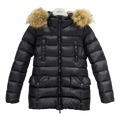 Moncler Belted Fur-Trim Hooded Down Jacket - Black