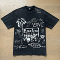 MIXED EMOTION Washed Black Graffiti Graphic T-Shirt
