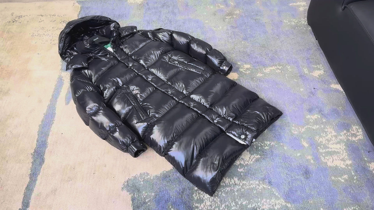 Moncler Hanoverian Glossy Hooded Long Down Puffer Coat