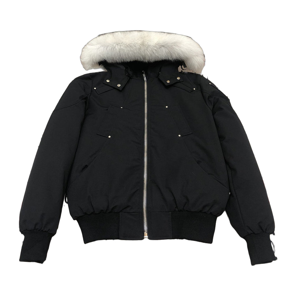 Moose Knuckles Men's Original Ballistic Shearling-Trim Down Bomber - Black