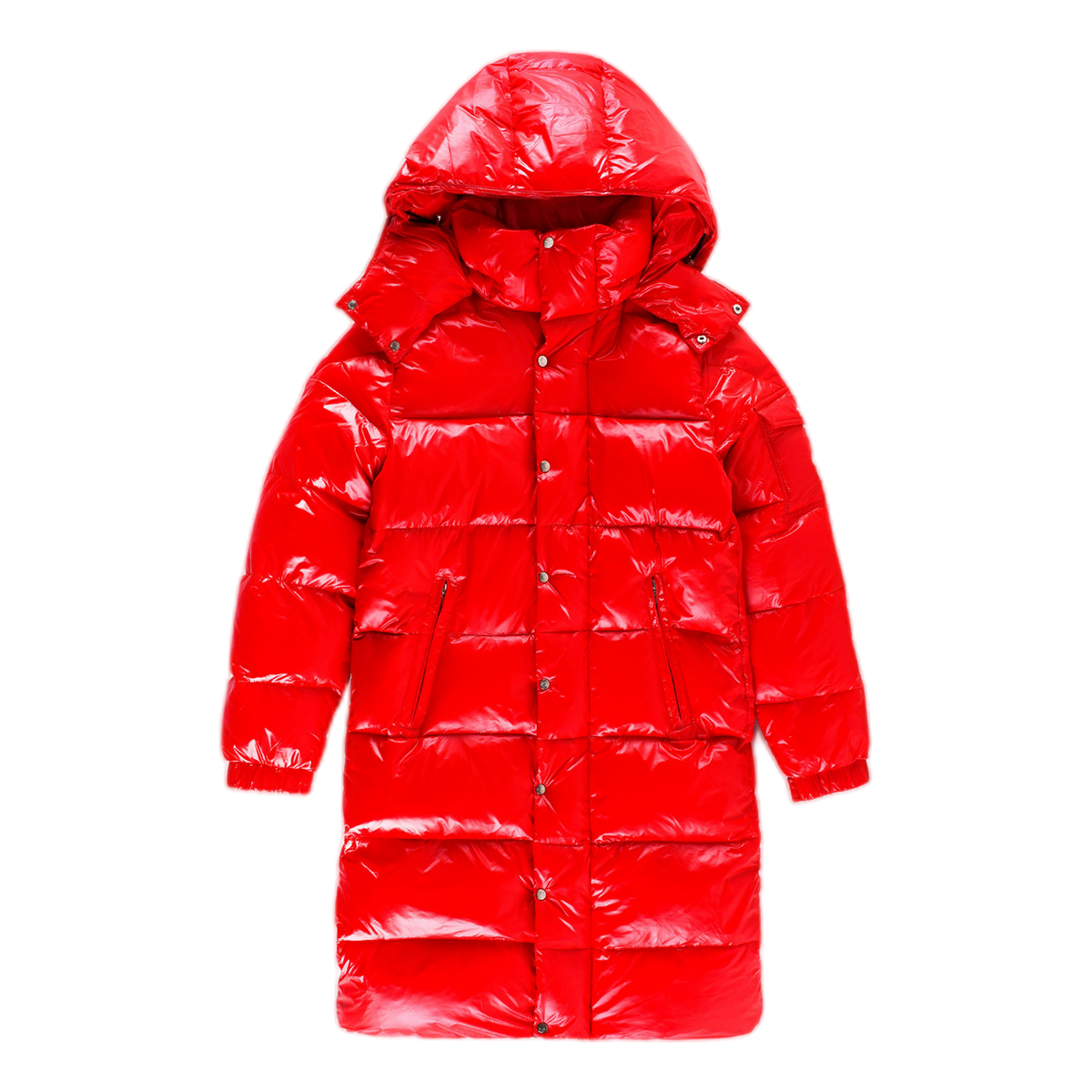 Moncler Hanoverian Glossy Hooded Long Down Coat - Red