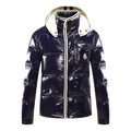 Moncler Glossy Hooded Down Jacket with Contrast Trim
