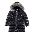 Moncler Fur-Trim Long Down Puffer Jacket with Drawstring Waist