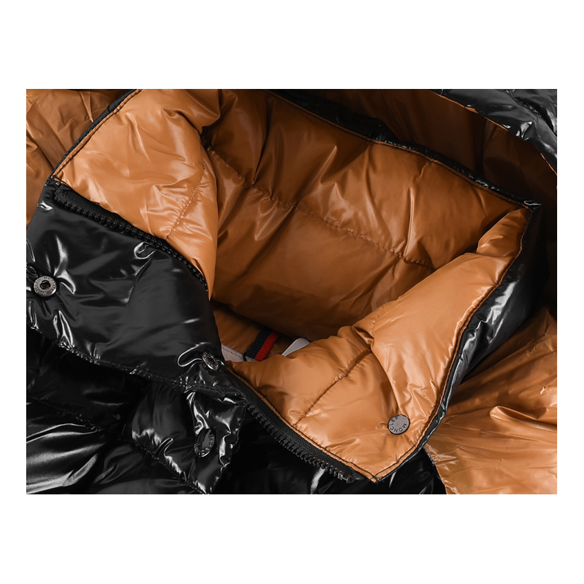 Moncler Glossy Short Down Jacket with Copper-Tone Lining - Black