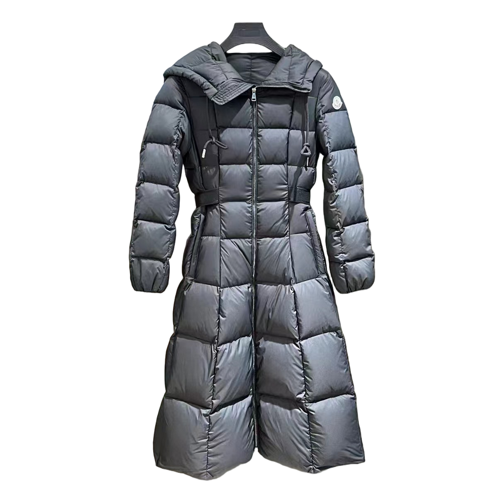 Moncler Faucon Hooded Long Down Coat - Black