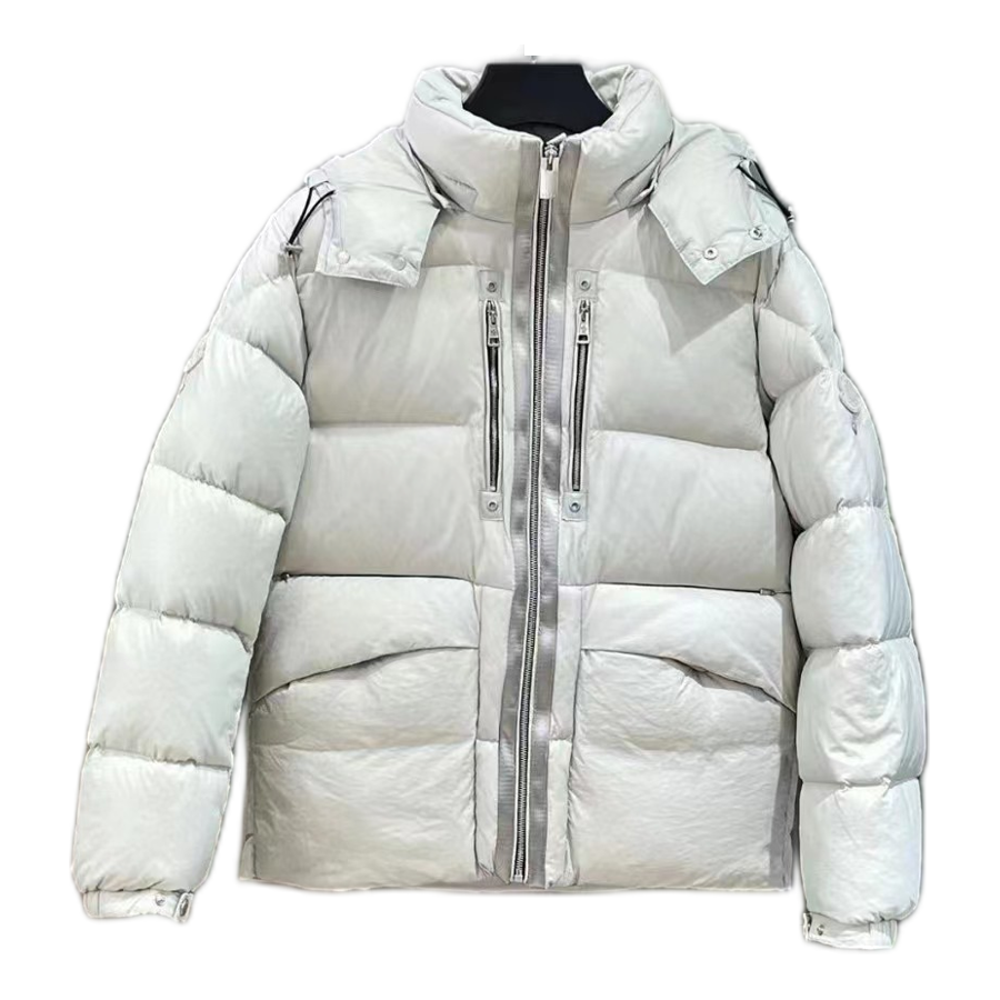 Moncler Two-Way Zip Hooded Down Jacket - Off White