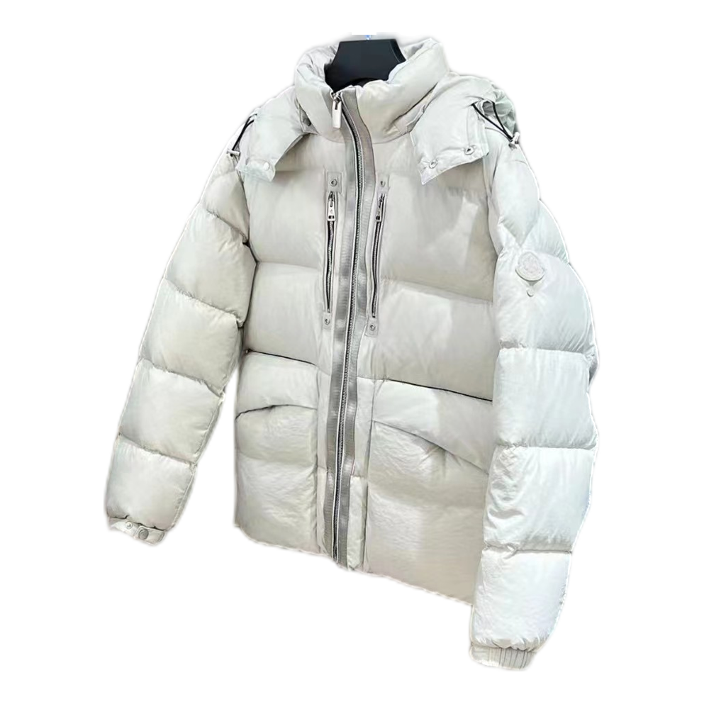 Moncler Two-Way Zip Hooded Down Jacket - Off White