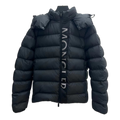 Moncler Vertical-Logo Down Puffer Jacket with Snap Front - Black