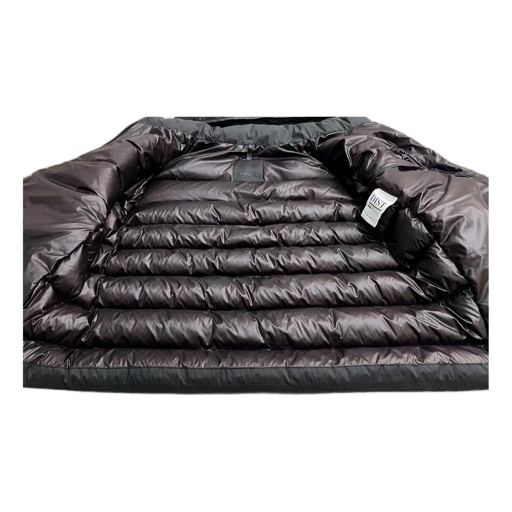 Moncler Vertical-Logo Down Puffer Jacket with Snap Front - Black
