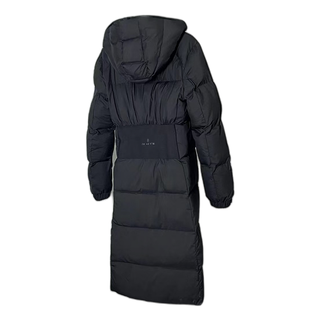 Moncler Matte Zip-Front Hooded Long Down Coat - Black