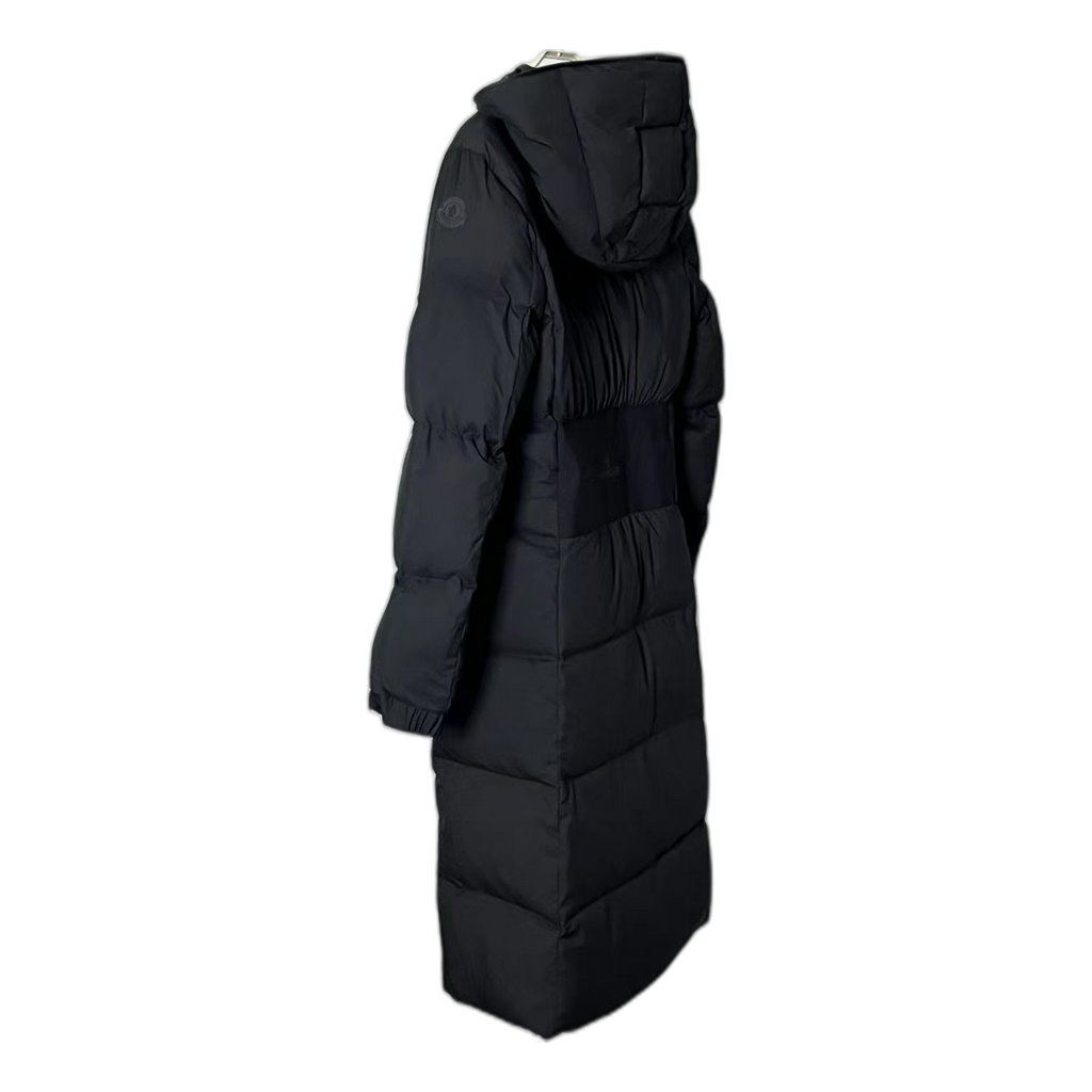 Moncler Matte Zip-Front Hooded Long Down Coat - Black