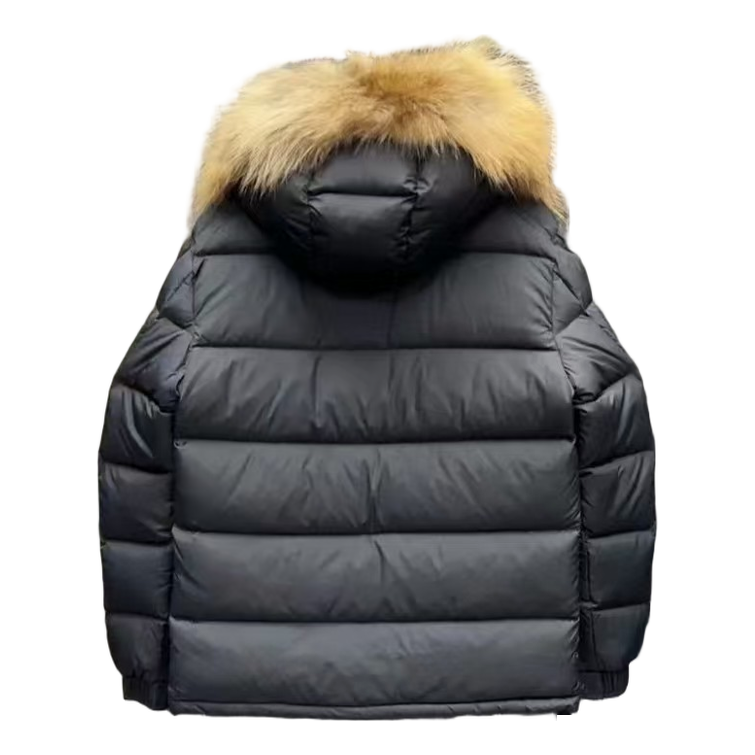 Moncler Fur-Trim Hooded Down Puffer Jacket - Black