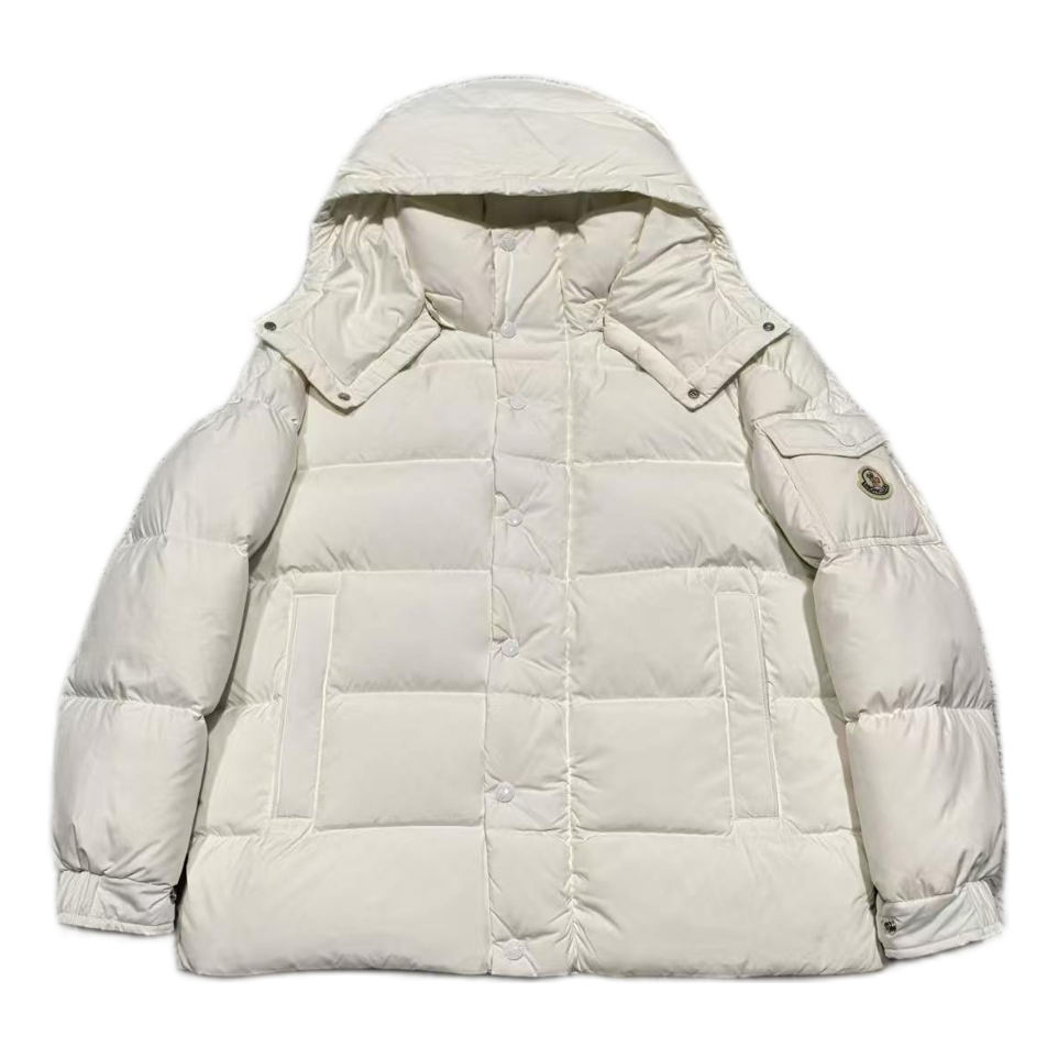 Moncler Matte Snap-Front Hooded Down Jacket