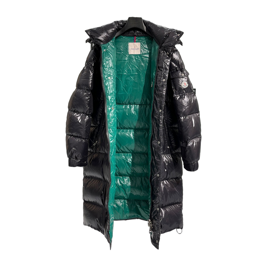 Moncler Hanoverian Glossy Hooded Long Down Puffer Coat