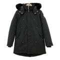 Moose Knuckles Curved-Hem Fur-Trim Hooded Down Parka - Black