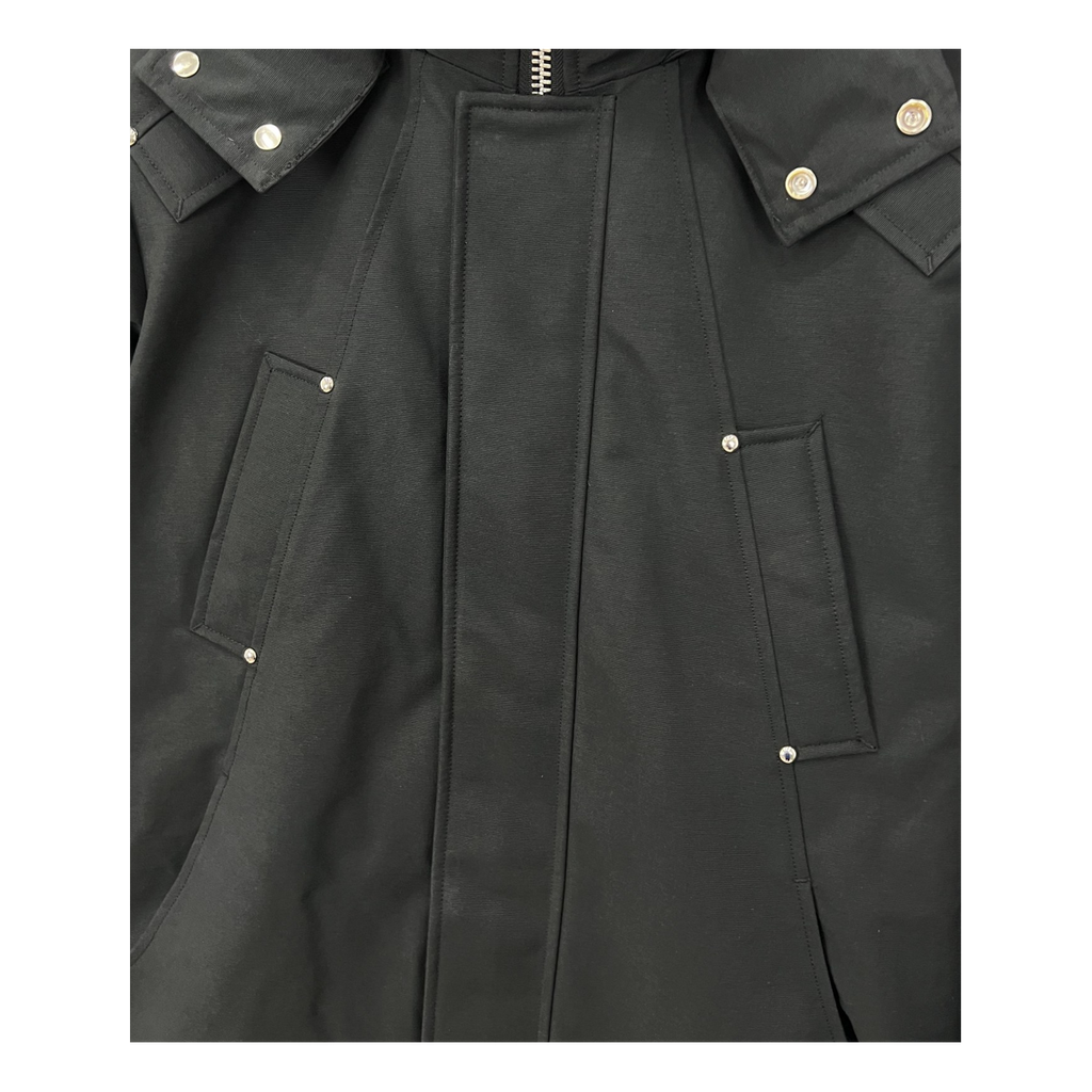 Moose Knuckles Curved-Hem Fur-Trim Hooded Down Parka - Black