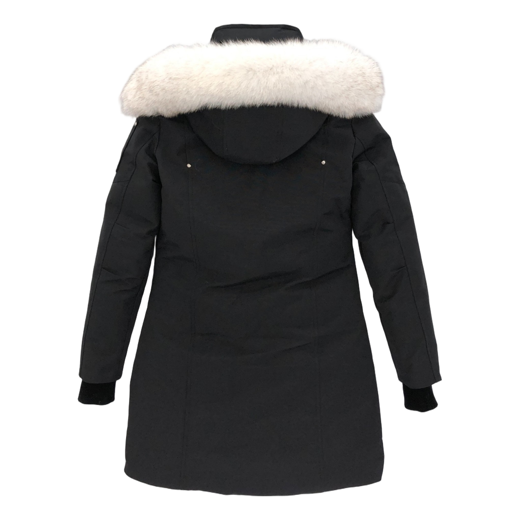 Moose Knuckles Stirling Down Parka with White Fur Trim & Pom-Pom
