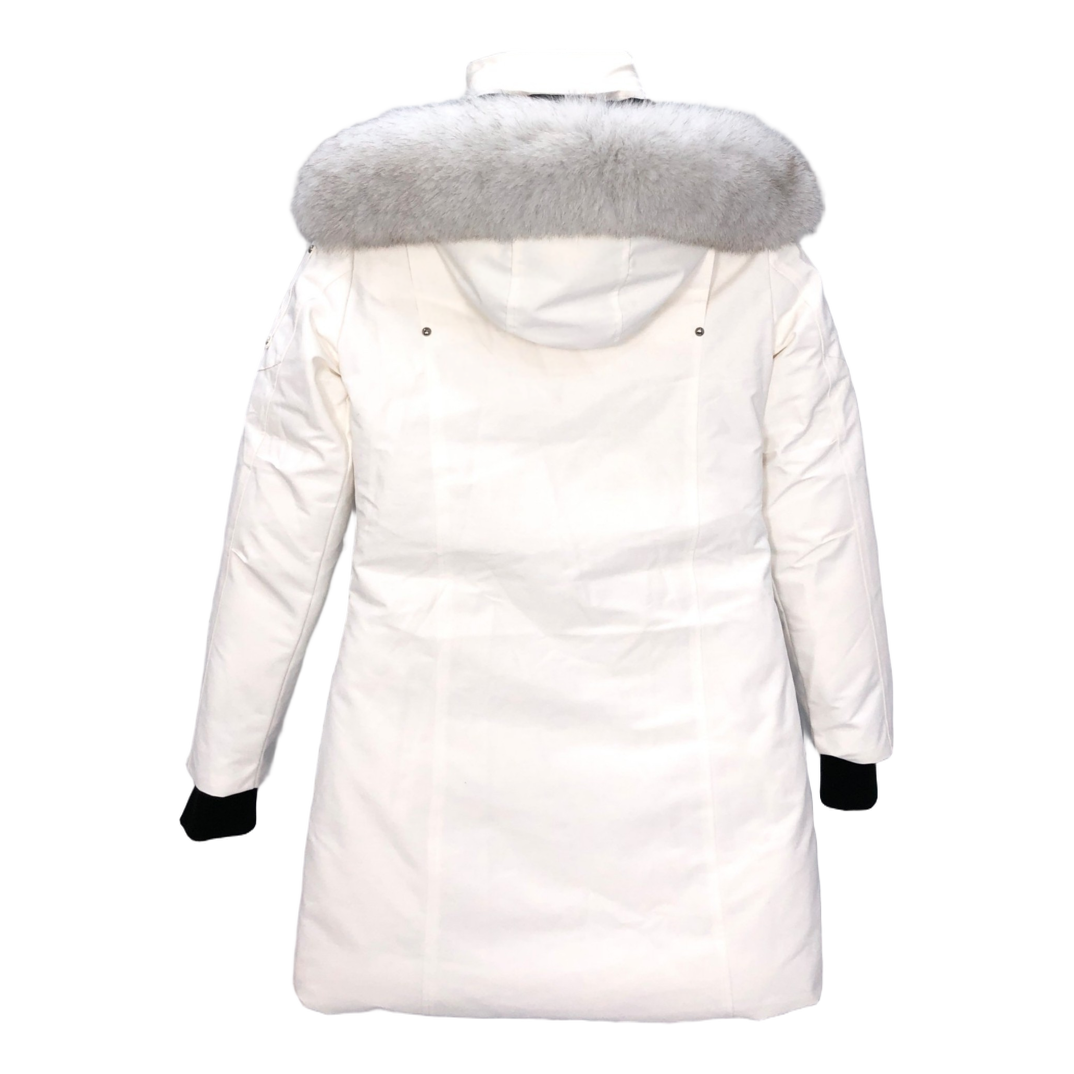 Moose Knuckles Stirling Down Parka with White Fur Trim & Pom-Pom
