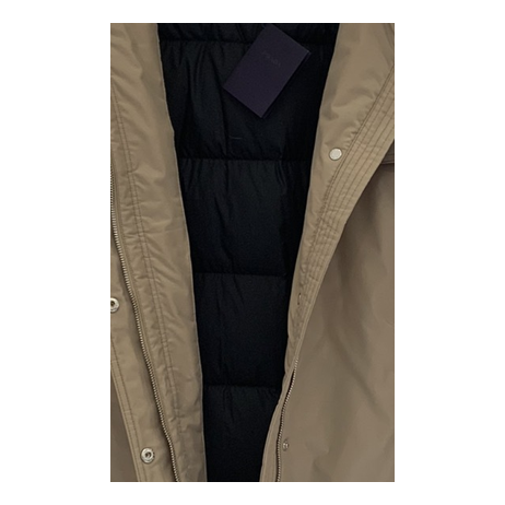 Prada Belted Faux Fur-Trim Hooded Coat - Beige