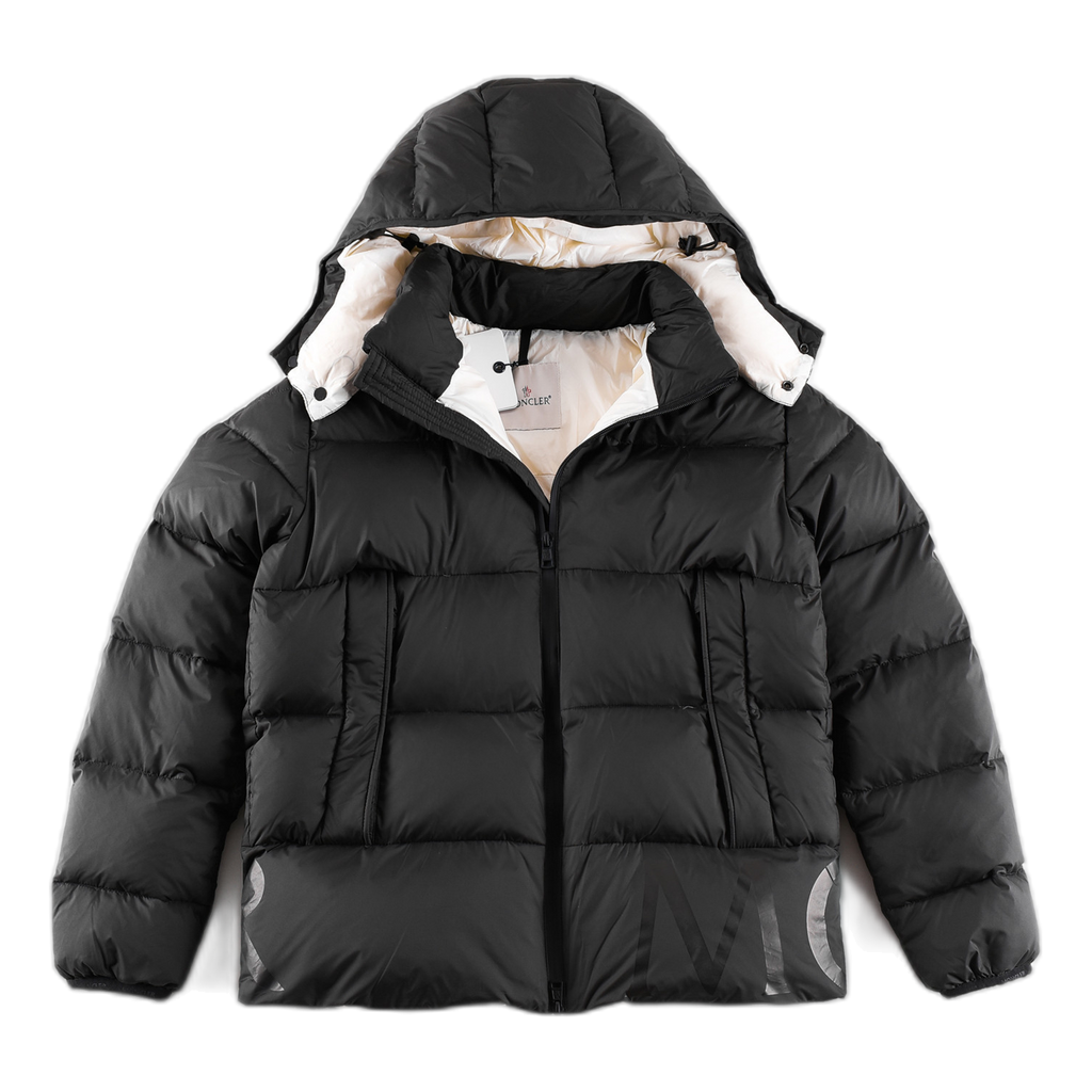 Moncler Logo-Hood Down Jacket with Contrast Lining - Black