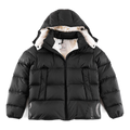 Moncler Logo-Hood Down Jacket with Contrast Lining - Black