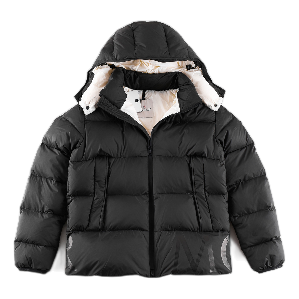 Moncler Logo-Hood Down Jacket with Contrast Lining - Black