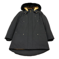 Moose Knuckles Fur-Trim Long Down Parka with Gold Lining - Black