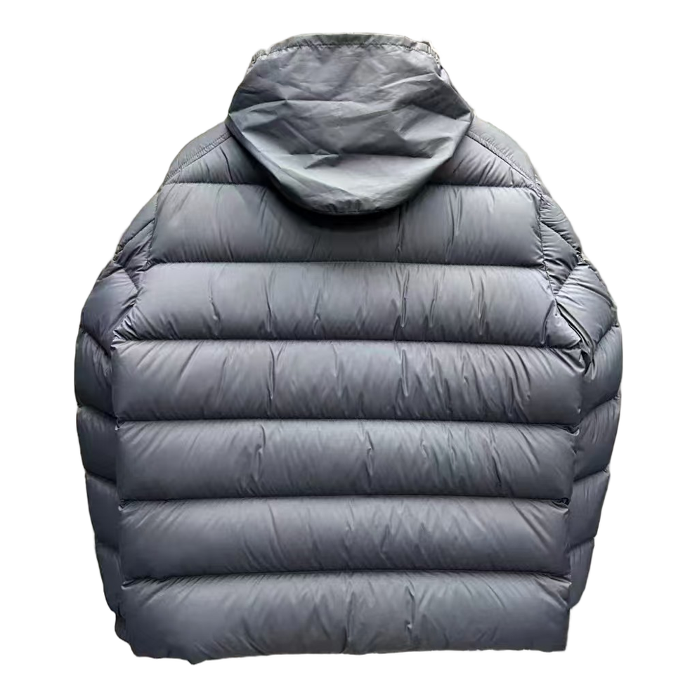 Moncler Tricolour Sleeve-Band Stand-Collar Down Puffer Jacket - Navy