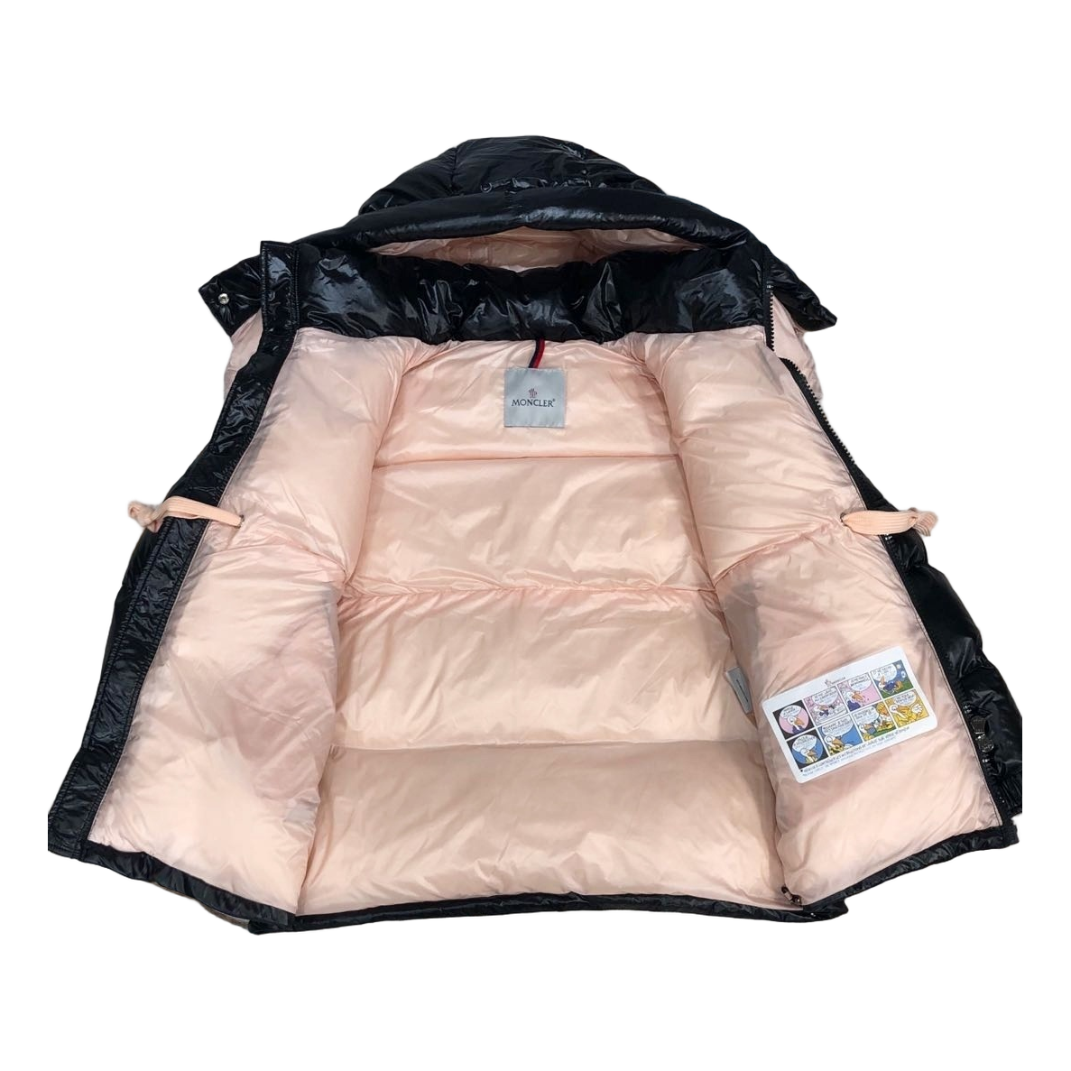 Moncler Glossy Short Down Jacket with Mountain Badge - Black