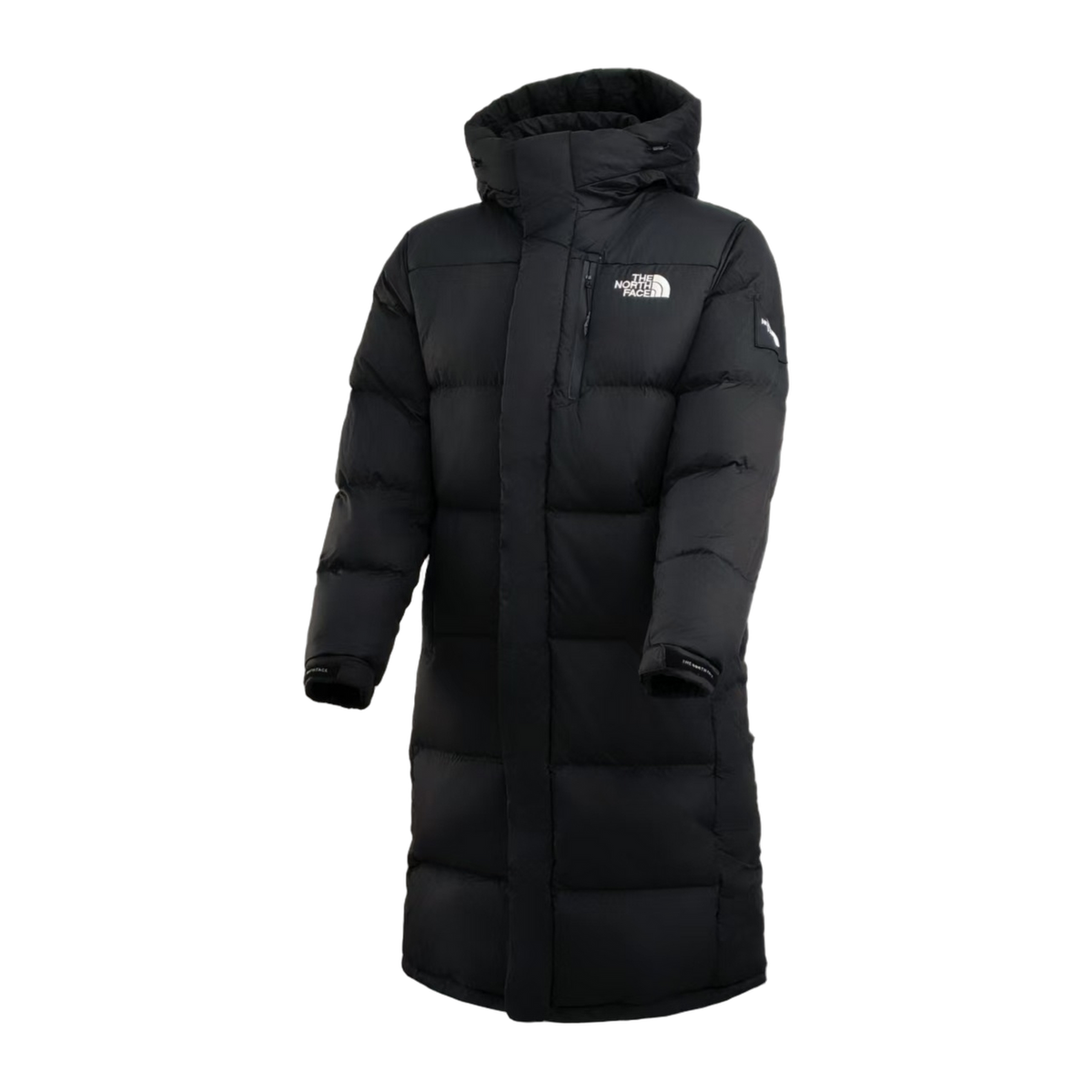 The North Face Color-Block Long Hooded Down Coat - Black