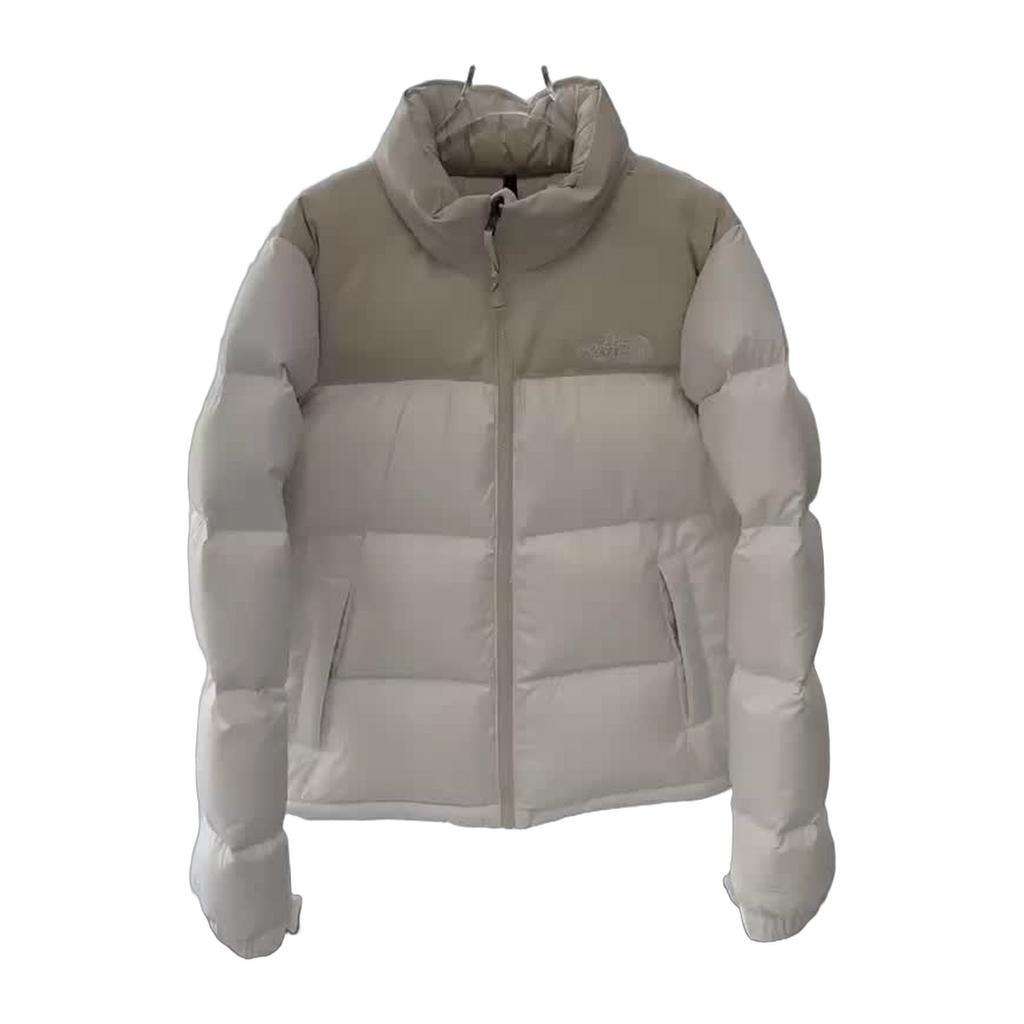 The North Face Cropped Puffer Jacket with Stand Collar - Cream