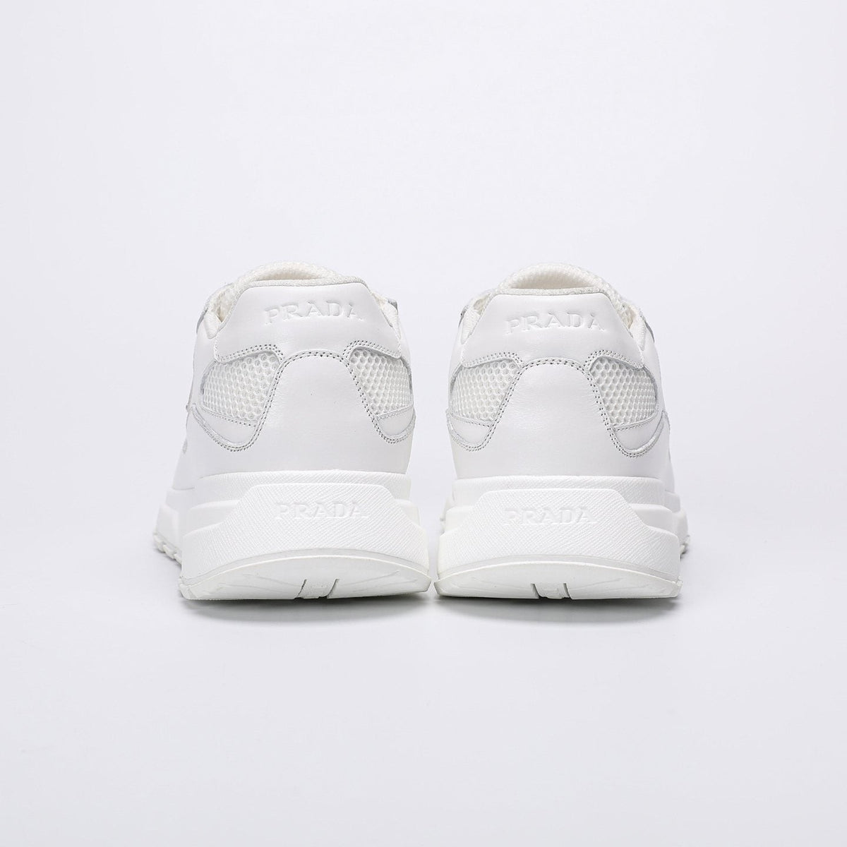 Prada White Leather Low-Top Sneakers